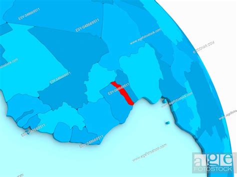 Map Of Togo On Simple Blue Political Globe D Illustration Stock