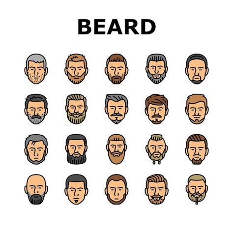 Premium Vector Beard Hair Style Face Male Icons Set Vector