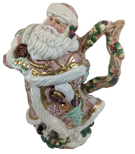 Nib Fitz And Floyd Vintage Snowy Woods Santa Pitcher Vintage Ebay