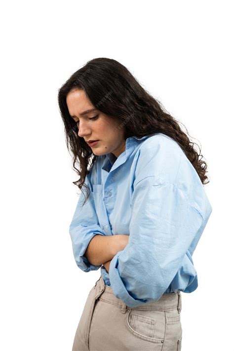 Premium Photo | Sick girl hold abdomen because it hurts Stomach pain