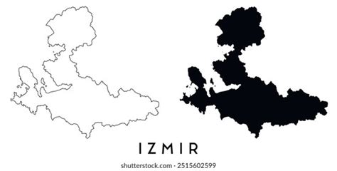 Izmir Map Outline Black Silhouette Vector Stock Vector Royalty Free