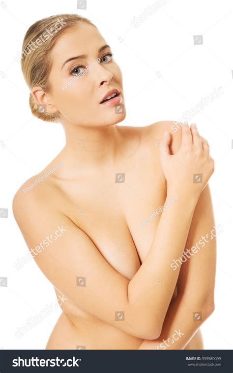 Portrait Nude Woman Covering Her Breast Stock Photo Edit Now