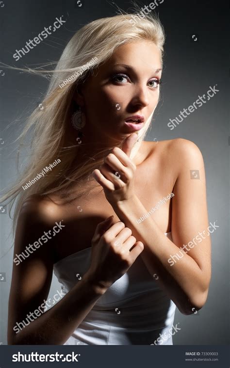 Beautiful Sexual Girl Blonde Pose On Stock Photo Edit Now 73309003