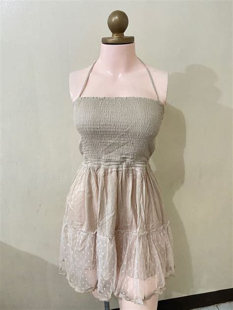 Nude Smocked Backless Dress Women S Fashion Dresses Sets Dresses On Carousell