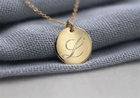 Solid 14k Gold Personalized Necklace Initial Necklace Disc