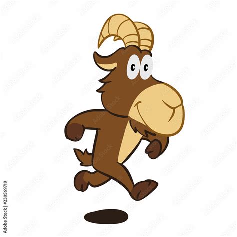 Running goat - goat cartoon Vector Illustration Stock Vector | Adobe Stock