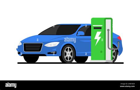 Electric Car Vehicle Station Ev Vector Charger Illustration Battery