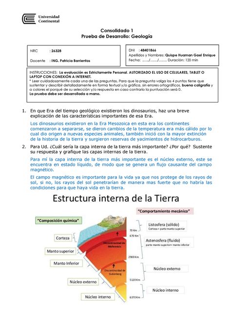 PA 01 Examen Desarrollo N 1 Geología Consolidado 1 Prueba de