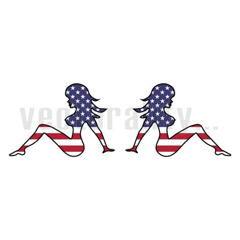 Usa American Flag Mudflap Girl Lady Sexy Trucker Red Vector Etsy