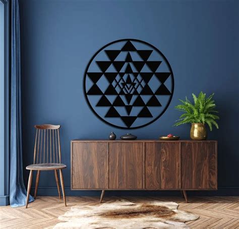 Sri Yantra Wall Art Metal Wall Decor Sacred Geometry Sri Chakra