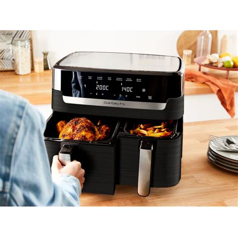 Powercity Ey901840 Tefal Fry Dual Drawer Air Fryer Asymmetric Drawers Black Air Fryer And Fryers