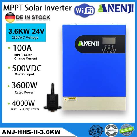 Anenji Hybrid Solar Inverter 36kw 24vdc 230vac Mppt 500vdc 100a Charg