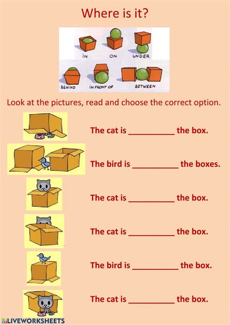 Prepositions Of Place Interactive Activity For Grade 1 And 2 You Can