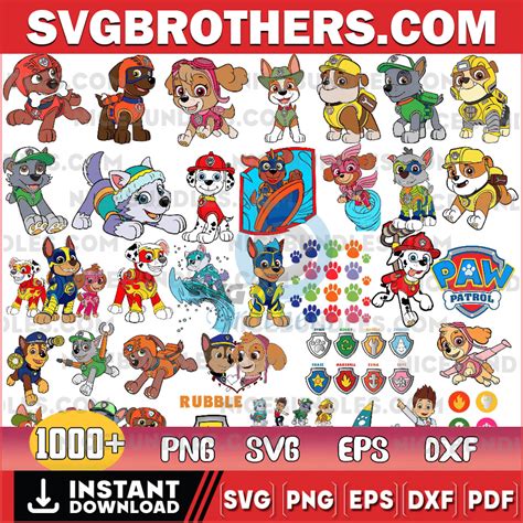 1000 Paw Patrol Designs Bundle Layered Items Unique Design Layered Vector Layered Svg Files