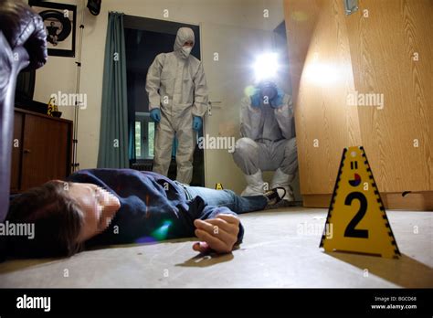 Crime Scene Investigation Forensic People At A Murder Scene Police