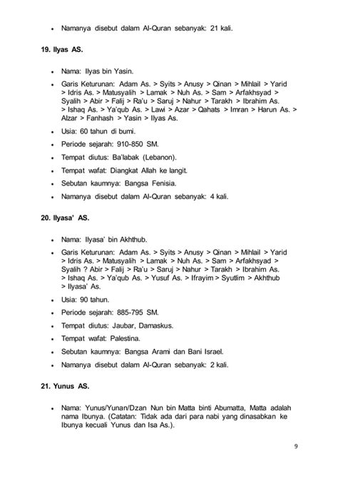 Biodata Lengkap 25 Nabi Dan Rasul Islam PDF