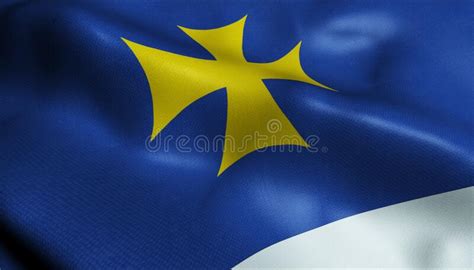 D Waving Israel City Flag Of Bat Yam Closeup View Stock Illustration