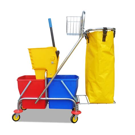 50L Double Bucket Mop Wringer Cleaning Trolley Cart Household Mop