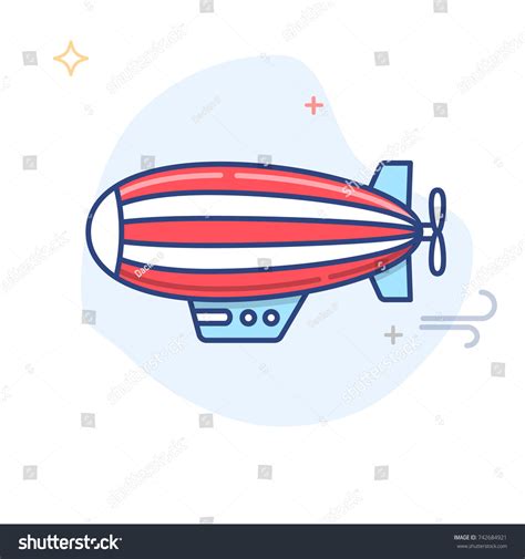 Zeppelin Blimp Line Illustration Stock Vector (Royalty Free) 742684921 ...