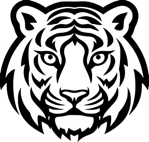 Tiger Black And White Isolated Icon Vector Illustration