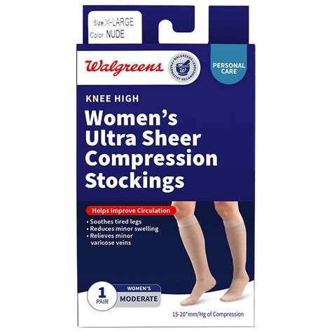 Walgreens Women S Ultra Sheer Compression Stockings Knee High Nude Nude Walgreens