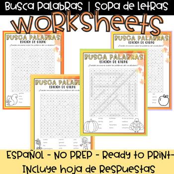 Busca Palabras Sopa De Letras Oto O Espa Ol Worksheets Tpt