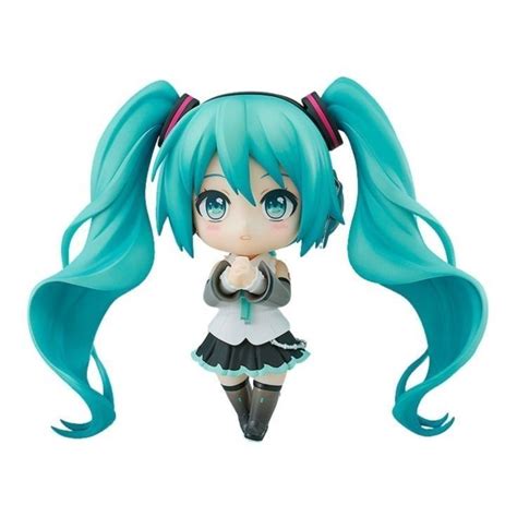 nendoroid anime character  long blue hair miku figure transparent