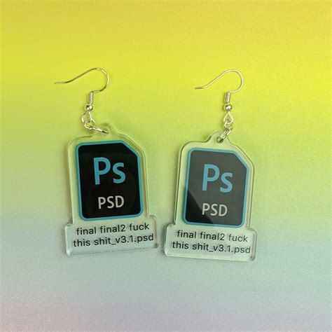 Photoshop Earrings Graphic Design Rude Fuck Swearing Etsy