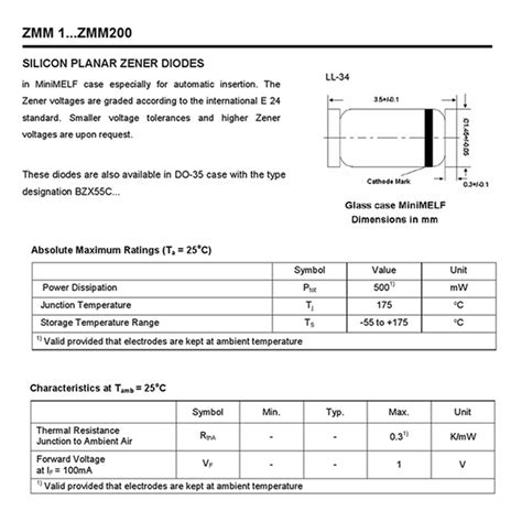 Pcs W Smd Zener Diodes Ll Zmm V Zmm V Zmm V Zmm V Zmm V