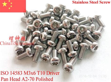 Stainless Steel Screws M3x6 Torx T10 Driver ISO 14583 Pan Head A2 70