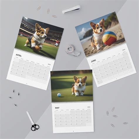 2024 Sporty Corgis Dog 12 Month Calendar Corgi Dogs And Etsy