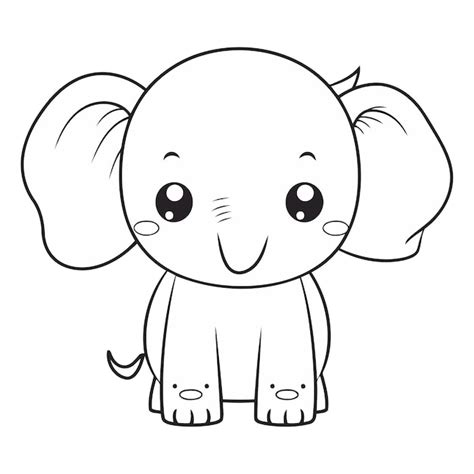 Elefante lindo Libro de colorear para niños Vector Premium