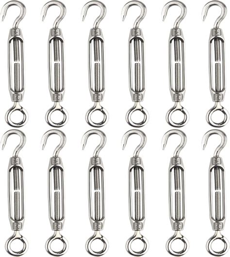 CHRORINE 12 Pcs Turnbuckle Wire Tensioner M4 Hook And Eye Turnbuckle