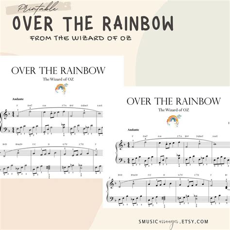 Somewhere Over The Rainbow Piano Sheet Music With Note Names Self