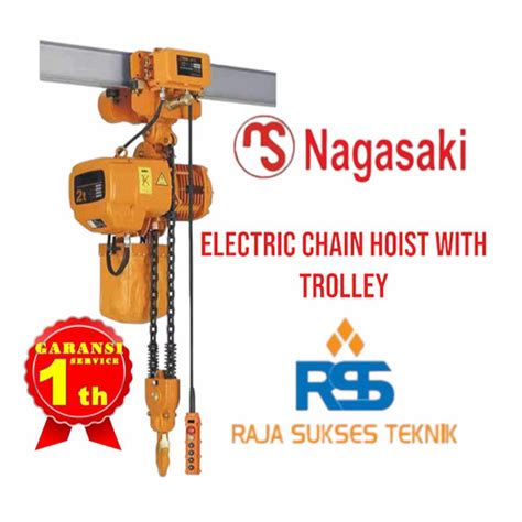 Jual Electric Chain Hoist Ton Meter Phase With Trolley Nagasaki