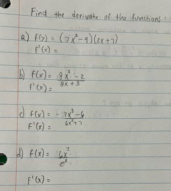 Answered Find The Derivate Of The Functions A Bartleby