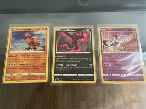 Galarian Zapdos Articuno And Moltres Holos Set Evolving Skies Pokemon