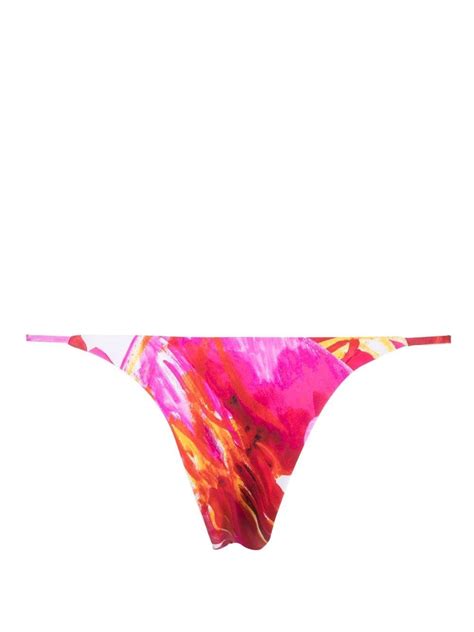 Louisa Ballou Abstract Pattern Low Rise Bikini Bottoms Red Farfetch