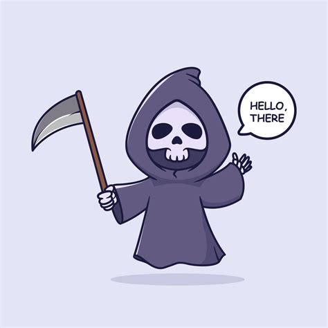 Cute Grim Reaper Waving Hand 3331209 Vector Art At Vecteezy