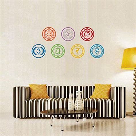 7pcsset Chakras Symbols Removable Vinyl Wall Stickers Mandala Yoga Om