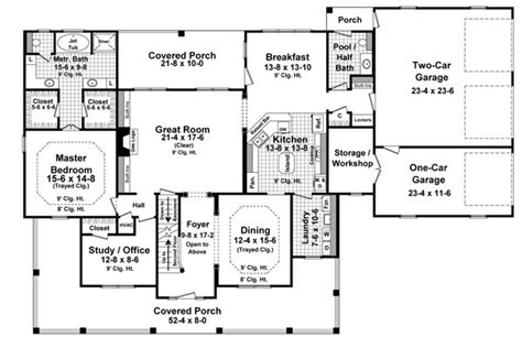 Country House Plan with 4 Bedrooms and 3.5 Baths - Plan 1600