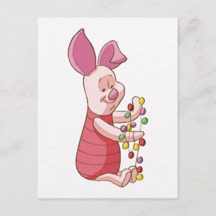 Humor Winnie The Pooh Piglet Christmas Lights Holiday Postcard Winnie