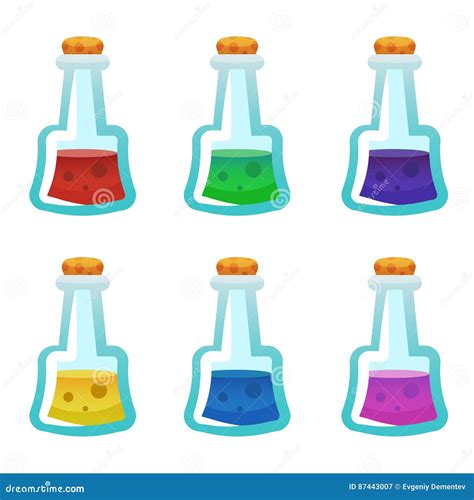 Colorful Potion Bottle Icons Set Assets Set For Game Design And Web