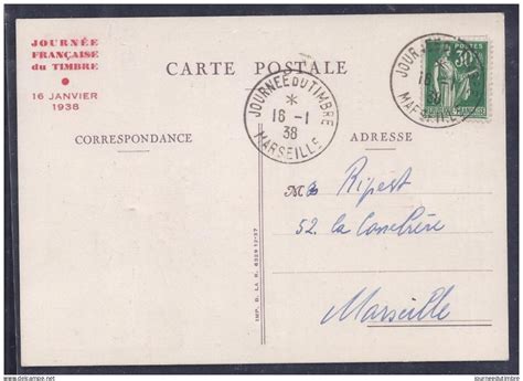 Lettres Documents carte federale journée du timbre 1938 marseille paix