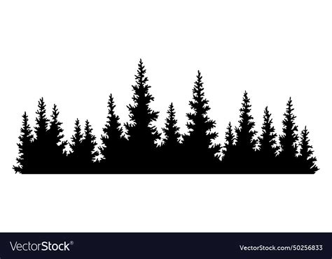 Fir Trees Silhouette Coniferous Spruce Horizontal Vector Image