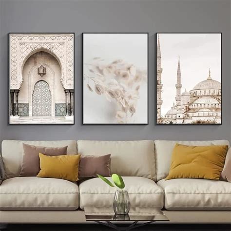 Lot De 3 Posters Muraux Sur Toile Islamique Calligraphie Arabe