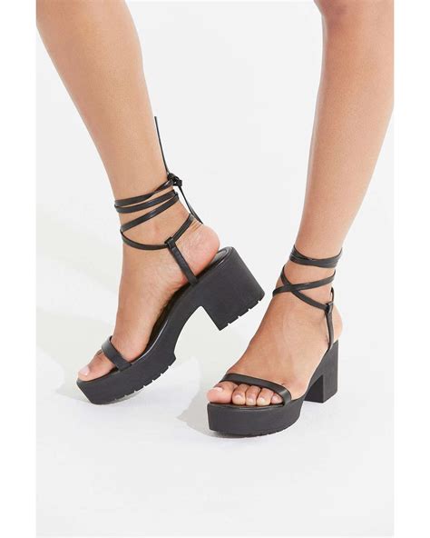 Urban Outfitters Uo Claire Lace Up Platform Sandal In Black Lyst