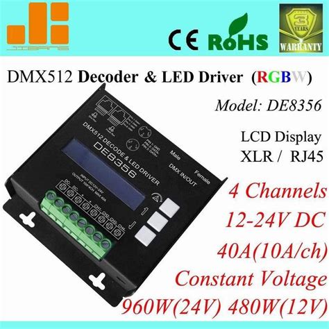 DMX RGBW Decoder 4CH DMX512 LED Driver XLR And RJ45 DMX 40A 960W