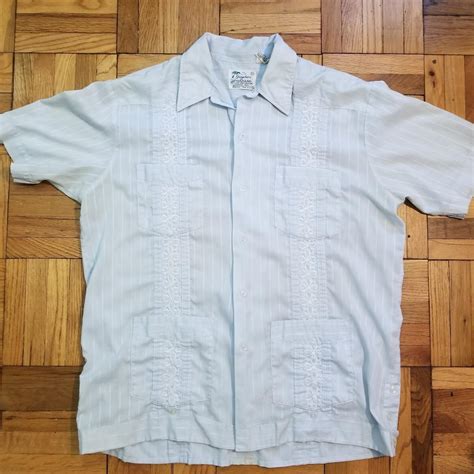 Haband Men S White And Blue Shirt Depop