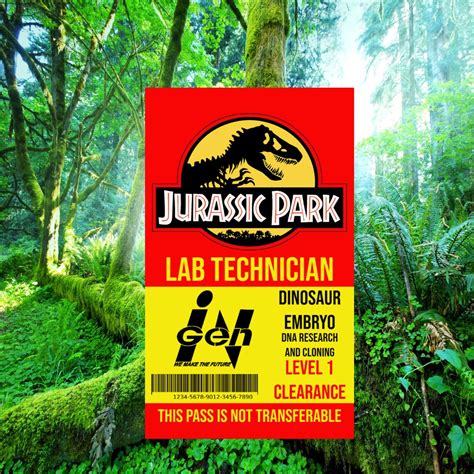 Jurassic Park Id Badge Collection 8 Design Combo Pdf Etsy